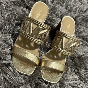 Michael Kors Gold Slide Sandals